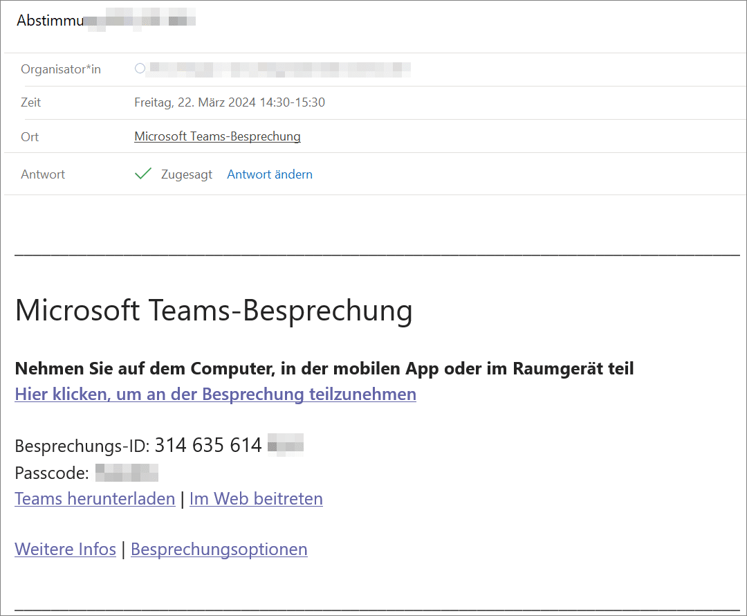 Teams-Besprechung mit Meeting-ID