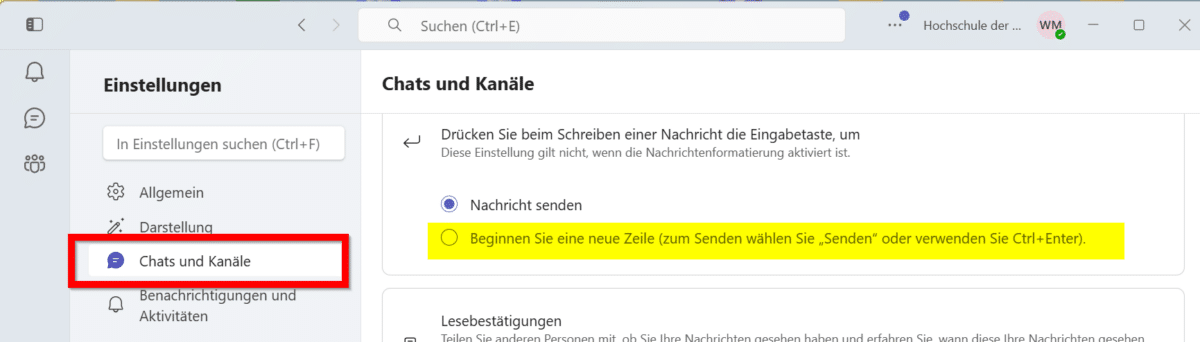 Teams: Enter soll nicht senden – Eingabetaste auf Zeilenumbruch umstellen (neue Einstellung 2026) teams enter soll nicht senden – eingabetaste auf zeilenumbruch