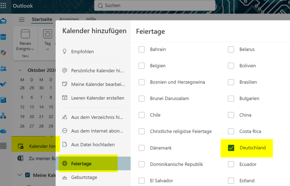 Ferien und Feiertage in Outlook anzeigen: Schulferien 2026/27 importieren oder als Kalender abonnieren outlook feiertage