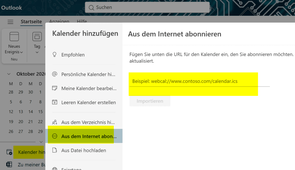 Ferien und Feiertage in Outlook anzeigen: Schulferien 2026/27 importieren oder als Kalender abonnieren outlook feiertage3