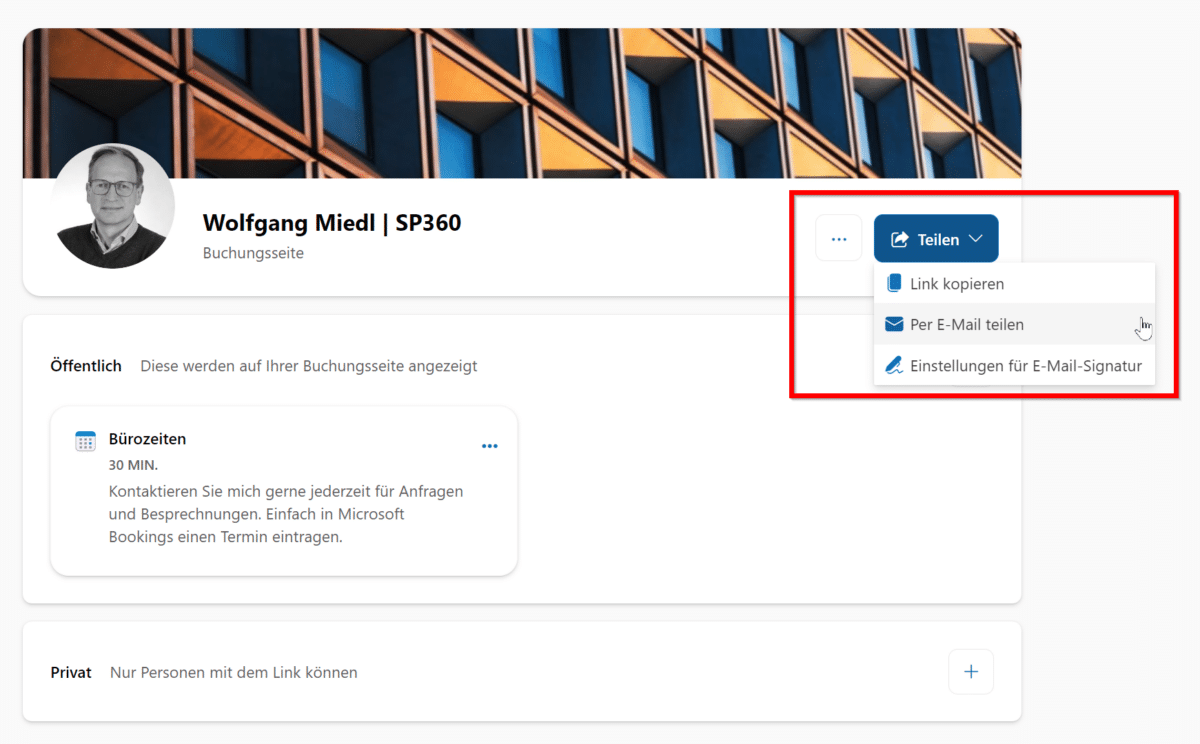 Teams-Termine online mit Bookings