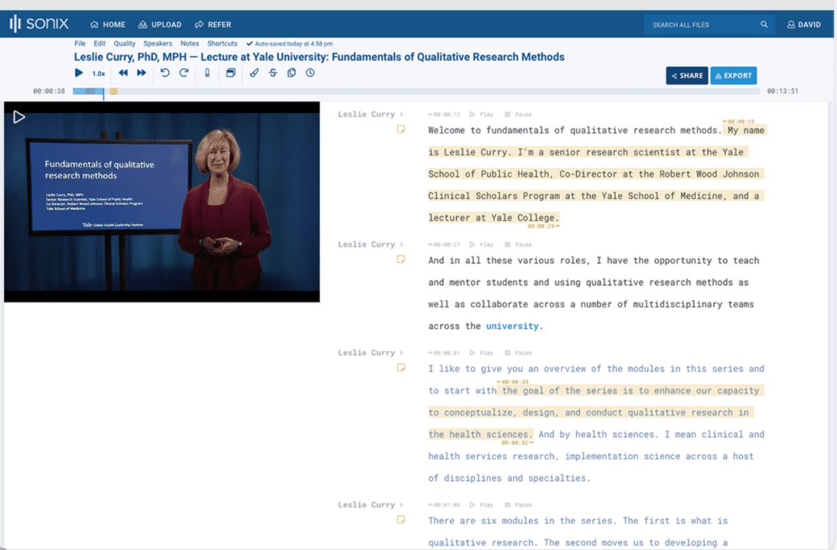 Online-Meetings verschriftlichen mit Sonix