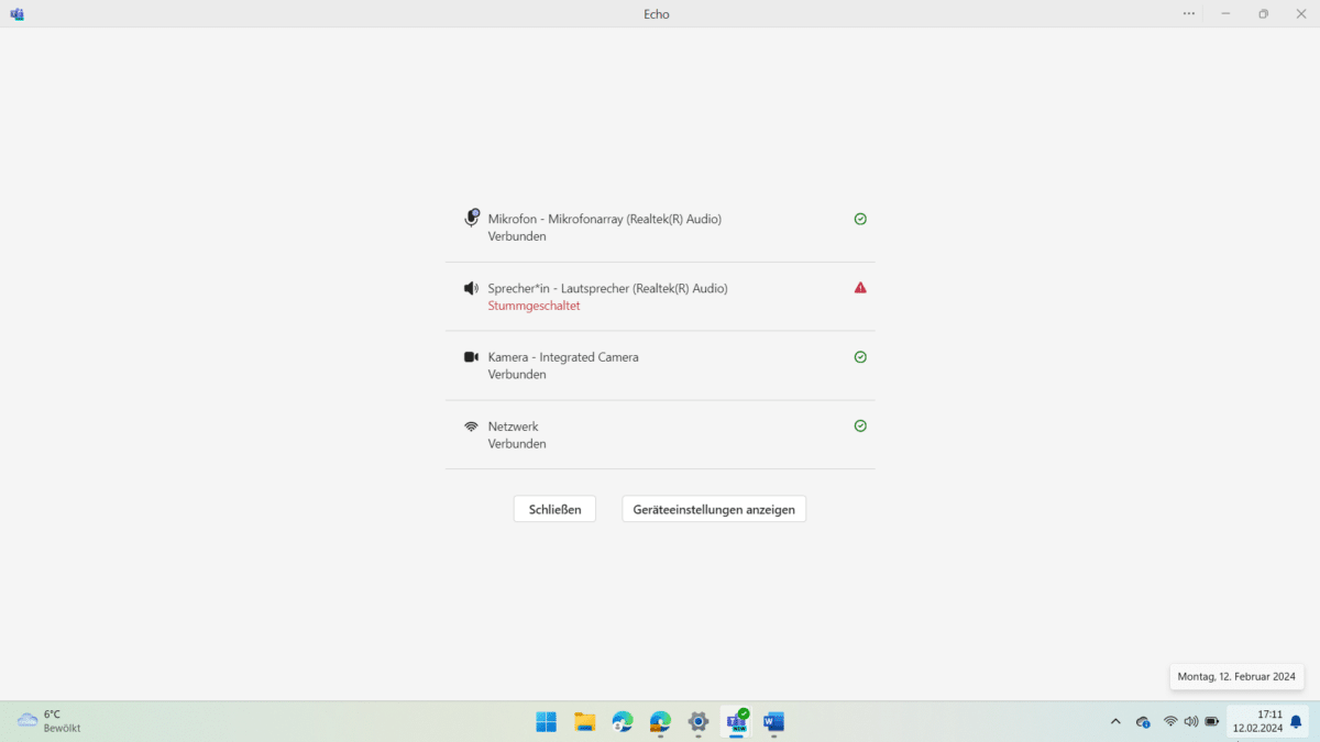 Microsoft Teams Testanruf Auswertung
