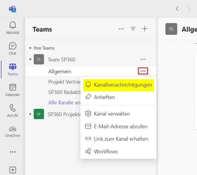 Teams Kanalbenachrichtigung deaktivieren