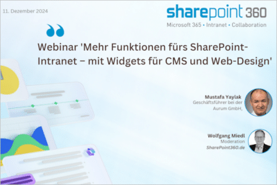Webinar-Download: 'Mehr Funktionen fürs SharePoint-Intranet – mit Widgets für CMS und Web-Design' Webinar SharePoint INtranet Widgets 400x267