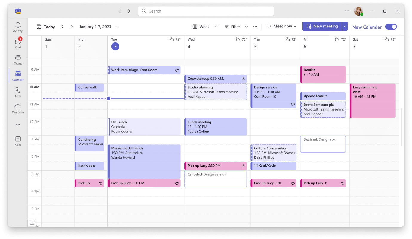 Teams bekommt den neuen Kalender – aus Outlook