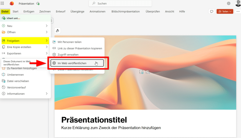 Einfacheres Teilen von Office-Dateien mit 'Im Web veröffentlichen' im web veröffentlichen (2)