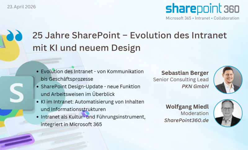 Webinar-Download: 25 Jahre SharePoint – Evolution des Intranet mit KI und neuem Design' webinar 25 jahre sharepoint – evolution des intranet