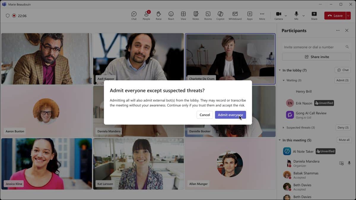 Türsteher für Teams: Microsoft bringt Schutzfunktion gegen ungebetene Meeting-Bots teams bot detection